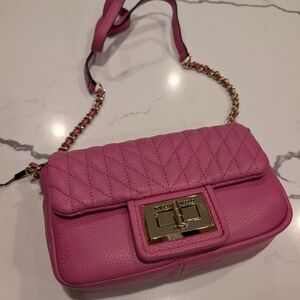 Pink Quilted Leather Shoulder Bag